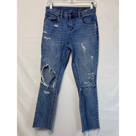 BLANKNYC Women's Size 25 The Ludlow Destroyed Cropped Girlfriend Denim Jeans - Picture 1 of 9